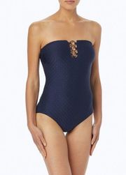 MICHAEL Michael Kors Bandeau One Piece Swimsuit - Sea Side Texture