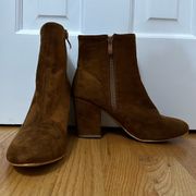 Brown suede heeled booties size 8