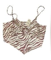 Daisy Street Women’s Brown & Cream Zebra Bandanna Crop top Size Medium