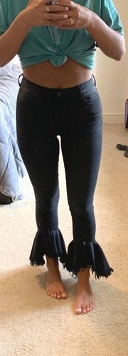 black fringe jeans 