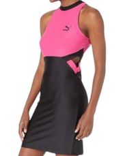 Puma Fuchsia & Black Sleeveless Cutout Exercise Mini Dress Size Medium