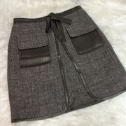 Robert Rodriguez Wool & Leather Skirt Size 6