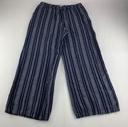 Merona Navy Linen Blend Striped Wide Leg Lounge Pant M