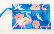 Tropical flamingo vacay travel cosmetics bag