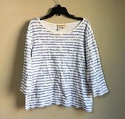 Norm Thompson XL cotton blue and white striped top