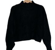 & Other Stories Black Mock Neck Burrow Crop Sweater Size Medium