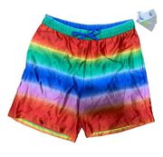 Bp. Be Proud By Bp Gender Inclusive Satin Shorts In Red Multi Rainbow Ombre S