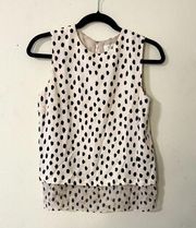 Kate Spade Tank Womens Size XS Silk Lined Boxy Satin Viscose Speckle Spots Boho