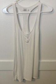 Splendid Intimates White Henley Ribbed Tank Top