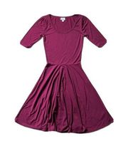 NWoT LuLaRoe Nicole in Solid Maroon Stretch Jersey Fit & Flare Dress XXS 2XS