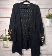 Women’s Suzanne Betro Embroidered Sleeve Cardigan Large