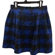 Lily White Skirt Sz S Cobalt and Black Houndstooth Gingham Heavy Flare Mini
