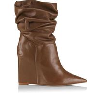 SCHUTZ Ashlee Leather Wedge Brown Boots sz 11