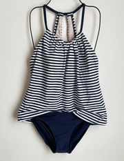 Set Tankini Top & Bikini Bottom Swimwear in Navy Blue Medium