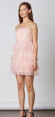 Cotton Candy LA Blush Strapless Tiered Tulle Mini / M