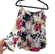 INC INTERNATIONAL CONCEPT COLD SHOULDER BOLD FLORAL PINK BLUE YELLOW WHITE TOP 8