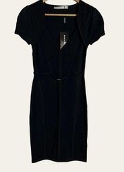 Karen Millen NEW Black Knit Cocktail Pencil Dress Size 2