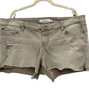 Torrid Distressed Tan Cut-Off Ripped Denim Jean Shorts Womens 24