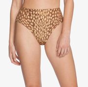 NWT Robin Piccone Bambi High Waist Bikini Bottom in Fawn Ivory LARGE