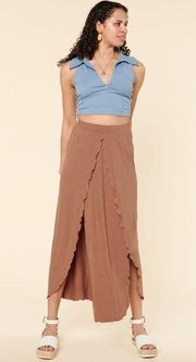 EARTHBOUND TRADING CO Sand Brown Maxi Slit Skirt SIZE XL boho hippie sustainable