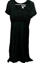 VTG Maurices Floral Lace Maxi Dress Y2K Scoop Neck Wedding Formal Forest Green L