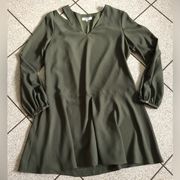 Crosby by Mollie Burch Olive Green Cut Out Shoulder Mini Dress Size Large V Neck