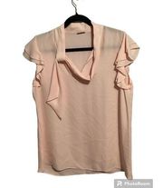 Elie Tahari Silk Light Pink Short Sleeve Blouse