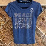 PINK - Victoria's Secret VICTORIA'S SECRET PINK BLING PEACE LOVE PINK SHIRT SIZE MEDIUM