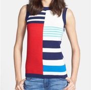 Kate Spade Ollie Striped Colorblock Cashmere Blend Sleeveless Sweater Vest