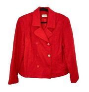 Henri Bendel Red Mohair Wool Double Breasted Jacket Coat Blazer Vintage Large 12