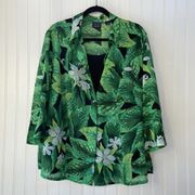 Laura Scott Women's Green Long Sleeve Button Down Floral Shirt Size Plus 16W