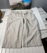 Liz Claiborne Womens sz 1X Pants Multi Stripe Belted Capri Linen Blend