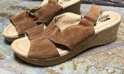 Spring Step Made in Italy Leather Suede Wedge Sandals 40 Brown