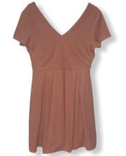 Maurices fit & flare dusty pink rose Double V short sleeve Dress