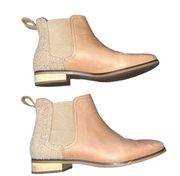 TOMS Ella Leather Chelsea Boots Honey Leather Faux Shearling Size W7