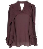 Sweet Pea NWOT Wine Ruffled Blouse Size L