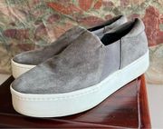 Warren Grey Suede Platform Slip On Sneakers 8.5