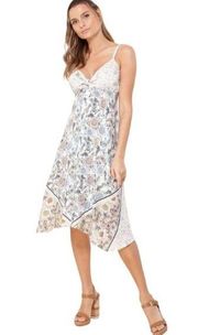 Hale Bob Ivory Floral Sylvie Linen Knee Length Dress US XS