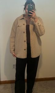 Beige Sherpa Shacket