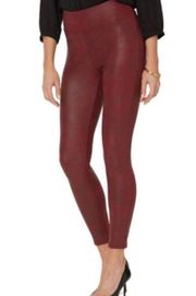 NYDJ Coated Skinny Leggings Pull-On Slimming pants Burgundy XXS/XS $89 NWT