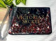 NEW NWOT Victoria's Secret Sequin Black Red Pink Silver WRISTLET Wallet