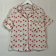 Cupcakes and Cashmere Women’s Heart Short Sleeve Button Up Pajama Top Medium EUC