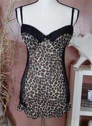 Rampage Intimates Size Large L Cheetah Print Lingerie Black Sexy Sheer Bra Bow