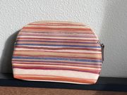 leather Color Striping cosmetic Makeup bag Case Purse Travel Sanity