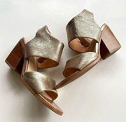 ISOLA Metallic Gold Leather Sandals Heeled Womens Size 9M Shoes