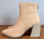 NEW chunky faux suede block heel booties size 8 zip up back