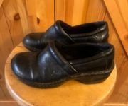 BOC  Women's Clogs Black Leather Mules Size 7.5 Slip On Shoes