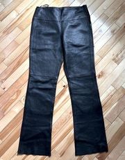 🖤🖤Vintage Y2k Express Black Boot Cut Leather Pants Raw Hems Mid-High size 5/6