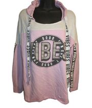 No Boundaries Good Vibes pink long sleeve very light t-shirt long sleeve with hoodie Size XXL