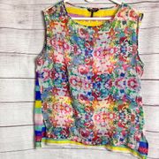 Daisy Fuentes Womens Sleeveless Floral Print Blouse Sz L